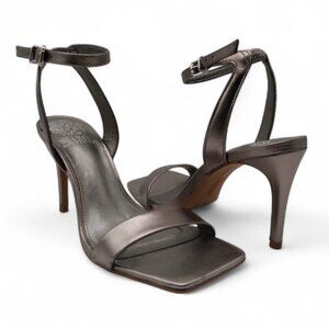 Vince Camuto Women's Saprenda Size 6.5 Pewter Metallic Ankle Strap Dress Sandals